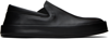 Marsèll Marsell Minimalist Black Calfskin Slip-on Slippers With Rubber Sole In Nero