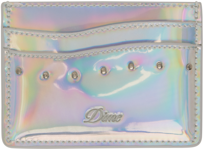 Dime Silver Studded Card Holder In Holographic