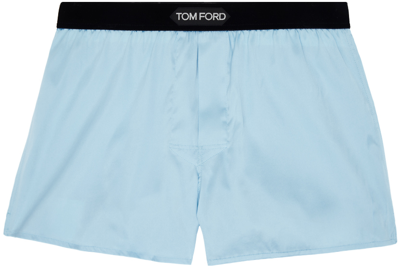 Tom Ford Blue Patch Boxers In Aqua