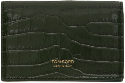 Tom Ford Green Printed Croc Card Holder In Rifle Green