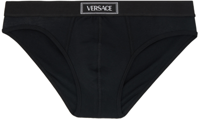 Versace Black 90s Vintage Logo Briefs In 1b000-black
