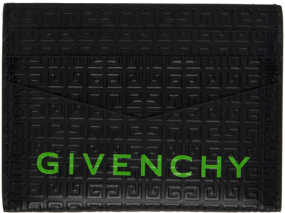 Givenchy Black 4g Micro Leather Card Holder In Blackgreen