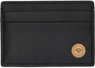 Versace Black Medusa Biggie Card Holder In Black- Gold