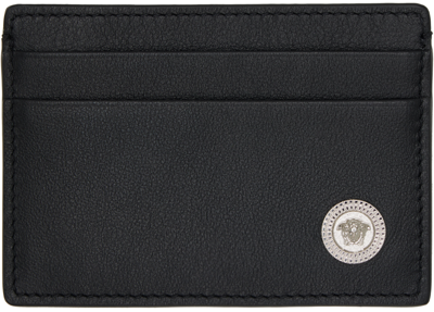 Versace Black Medusa Biggie Card Holder In Black-palladium