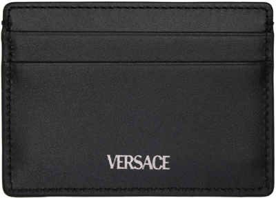 Versace Black Barocco Card Holder In Black-ruthenium