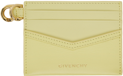 Givenchy Yellow Voyou Leather Card Holder In 758-soft Yellow