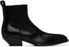 ALEXANDER WANG BLACK SLICK SMOOTH LEATHER ANKLE BOOTS