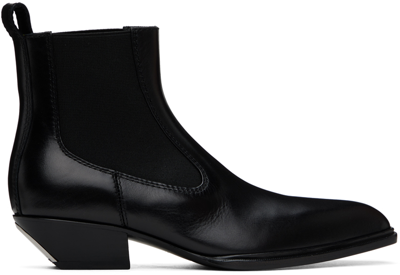 Alexander Wang Black Slick Smooth Leather Ankle Boots In 001 Black