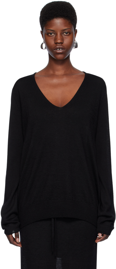 Lauren Manoogian Black V-neck Sweater In B01 Black