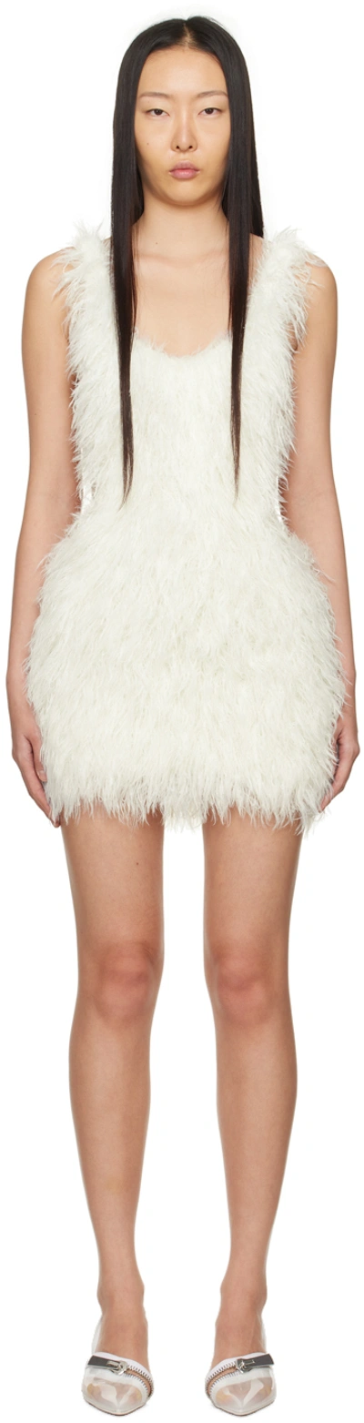 Coperni White Fluffy Minidress In Ecru