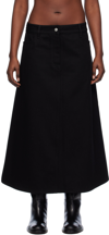 Studio Nicholson Black A-line Denim Maxi Skirt In Black