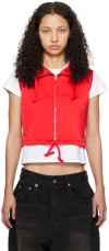 We11 Done Red Hooded Vest In Red