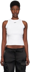 Off-white Off-stamp Ribbed Crop Top In White Black