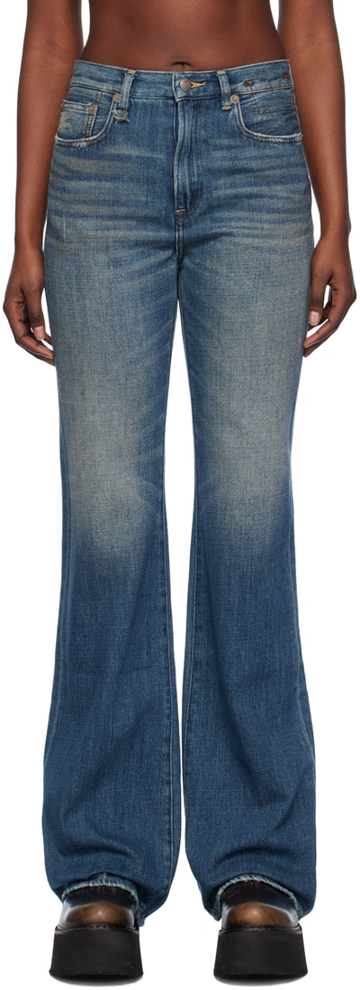 R13 Jane Flared Jeans In Dane Indigo