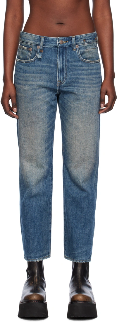 R13 Indigo Romeo Jeans In Dane Indigo