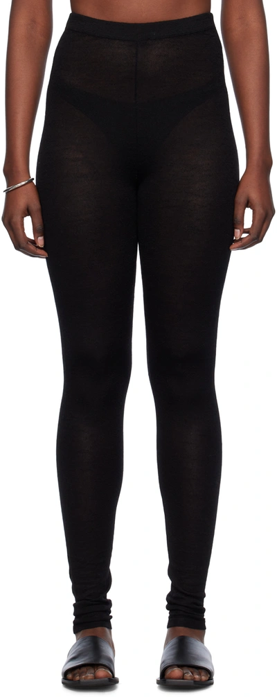 Lauren Manoogian Ribbed Merino Wool-blend Leggings In Black