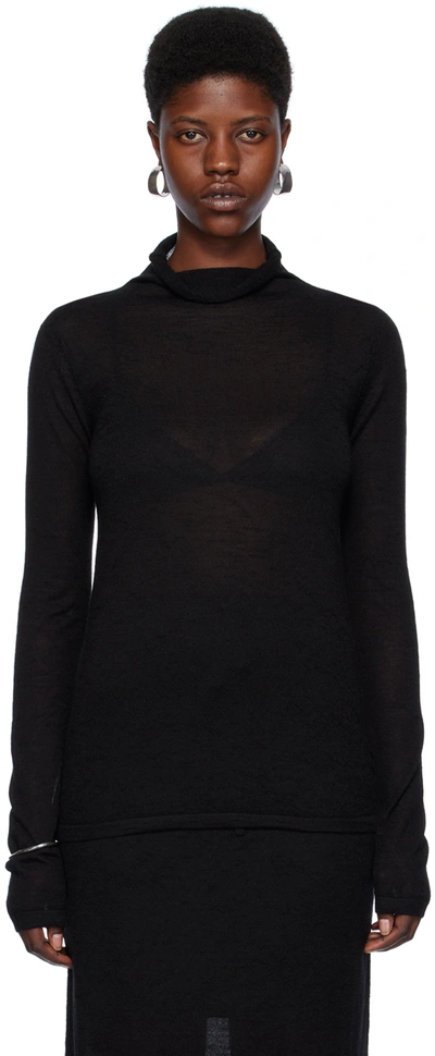 Lauren Manoogian Black Funnel Turtleneck In B01 Black