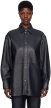 Studio Nicholson Black Santos Leather Shirt In Black Grape