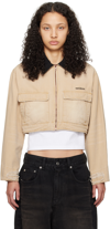 We11 Done Beige Distressed Jacket In Beige