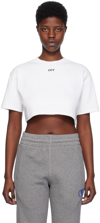 Off-white For Ever Ribbed Crew-neck Cropped T-shirt In White
