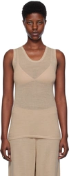 LAUREN MANOOGIAN BEIGE SUPER FINE TANK TOP