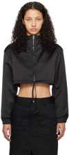 WE11 DONE BLACK CROPPED HOODIE