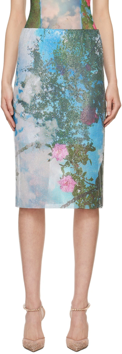 Christopher Esber Lucid Viva Printed Metal-mesh Midi Skirt In Multicoloured