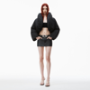 ALEXANDER WANG LEATHER MINI SKORT WITH PRE-STYLED DIAMANTE-TRIM G-STRING