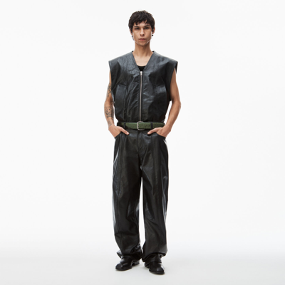 Alexander Wang Oversized Vest In Crackle Patent Leather In Black