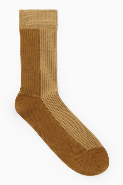 Cos Colour-block Socks In Beige