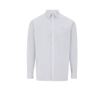 Calvin Klein Striped Cotton And Recycled Cotton Shirt In Grey