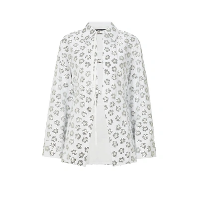 Jacquemus 'la Chemise Lavoir Brodéè' White Shirt With Paillettes Embroidery In Stretch Cotton Woman In Grey