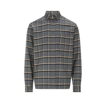 Saison 1865 Cotton Check Shirt In Gray