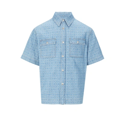 Givenchy Monogrammed Cotton Shirt In Blue