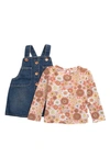 Levi's® Floral Long Sleeve T-shirt & Denim Overall Dress In Bridal