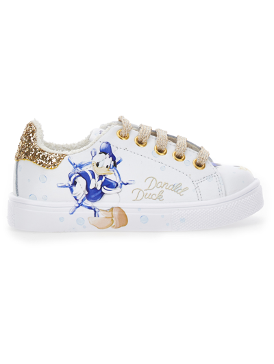 Monnalisa Kids'   Donald Duck Sneakers In White + Blue