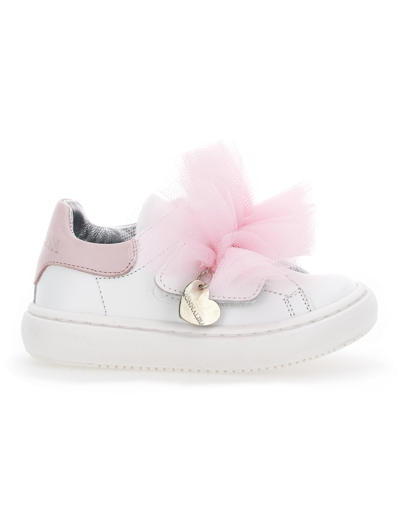 Monnalisa Nappa Leather Tennis Shoes In Rosa Fairy Tale