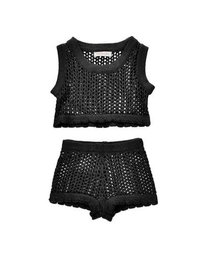 Monnalisa Kids'   Net Cover-up Set In Black