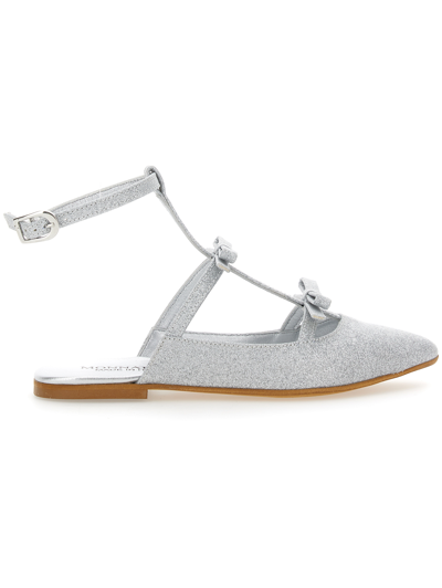 Monnalisa Kids'   Fine Glitter Slingbacks In Silver Glitter