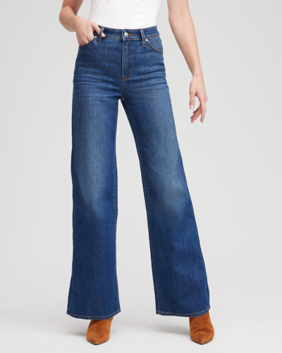 Chico's High Rise Wide Leg Jeans In Medium Wash Denim Size 16p/18p Petite |  In Violet Bloom Indigo