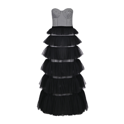 Lily Was Here Tulle Dress With A Checkered Corset In Black