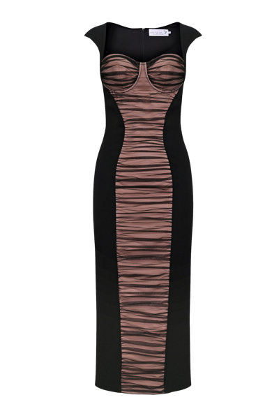 Lily Was Here Black And Brown Midi Dress