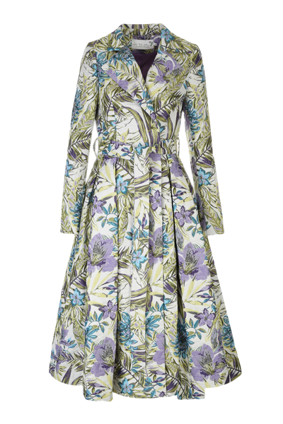 Lily Was Here Formal Coat From Embroidered Jacquard In Flowers