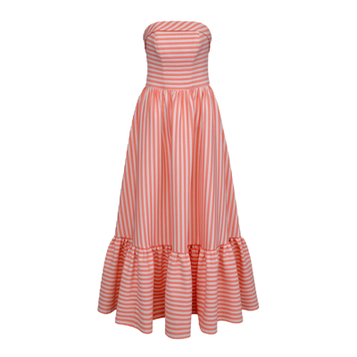 Lily Was Here Dress With Coral Stripes In Pink
