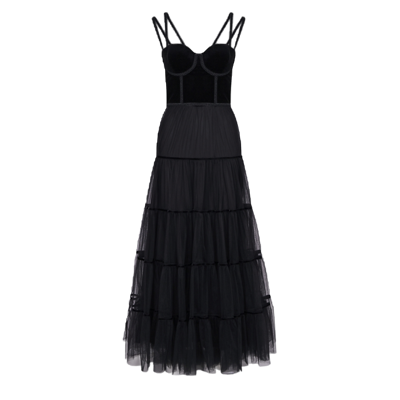 Lily Was Here Tulle Dress With Velvet Corset In Black