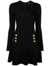 Balmain Viscose-blend Knit Mini Dress In Black