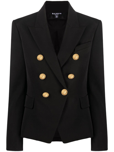 Balmain Classic 6 Button Jacket In Black