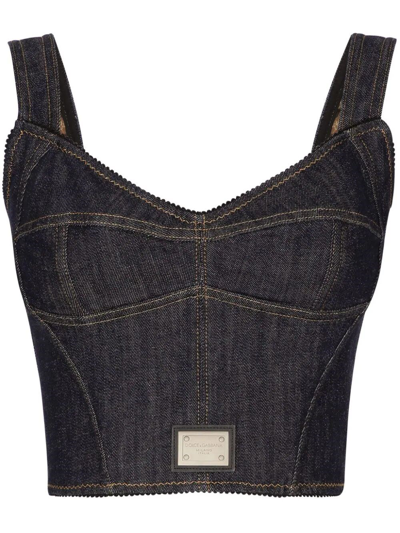 Dolce & Gabbana Denim Corset Top In Blue