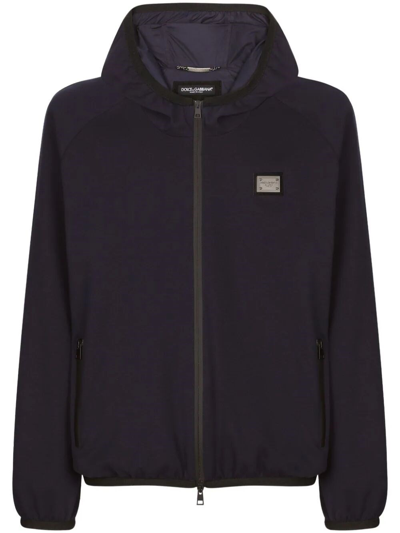Dolce & Gabbana Hooded Outer Jacket In Blue