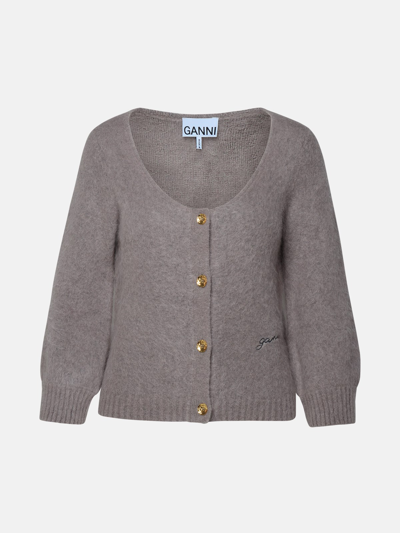 Ganni Beige Virgin Wool Blend Cardigan